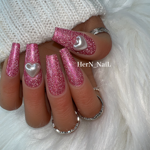 フラッシュネイル》ピンクフラッシュバールハートネイルチップ ネイル