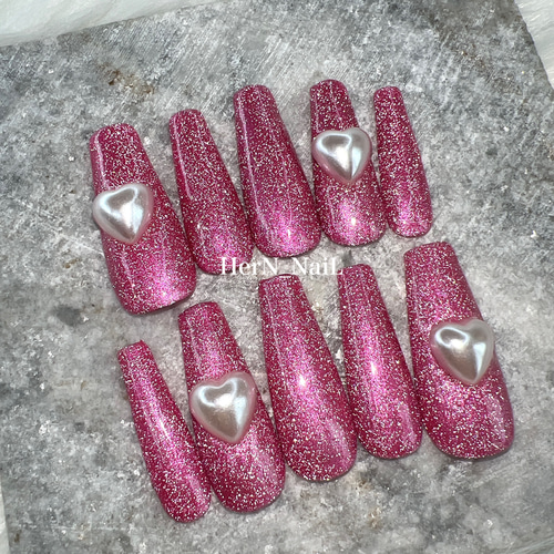 フラッシュネイル》ピンクフラッシュバールハートネイルチップ ネイル
