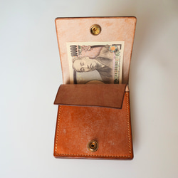 イギリスオークバークブライドルレザー　ミニ財布　　J.ベイカー社　真鍮ホック　ロンドンタン 8枚目の画像