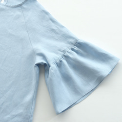 亞麻喇叭袖套頭衫 3/4 袖（淺藍色） TP35 第17張的照片