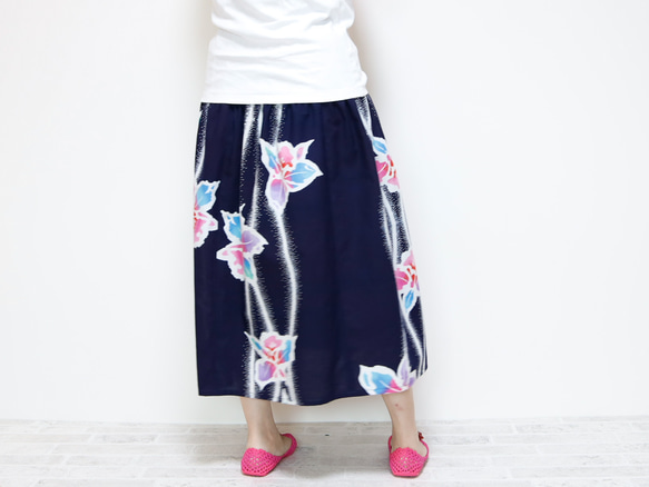 OKINAWA SKIRT LONG -upcycled from unused summer KIMONO 第12張的照片