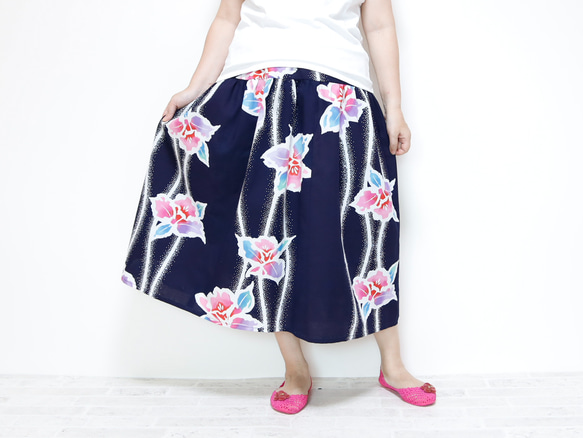 OKINAWA SKIRT LONG -upcycled from unused summer KIMONO 第10張的照片