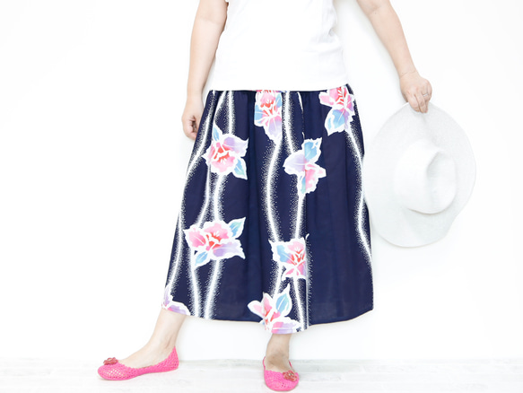 OKINAWA SKIRT LONG -upcycled from unused summer KIMONO 第3張的照片