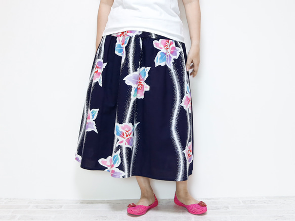 OKINAWA SKIRT LONG -upcycled from unused summer KIMONO 第9張的照片