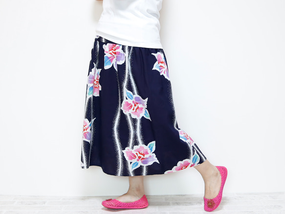 OKINAWA SKIRT LONG -upcycled from unused summer KIMONO 第15張的照片