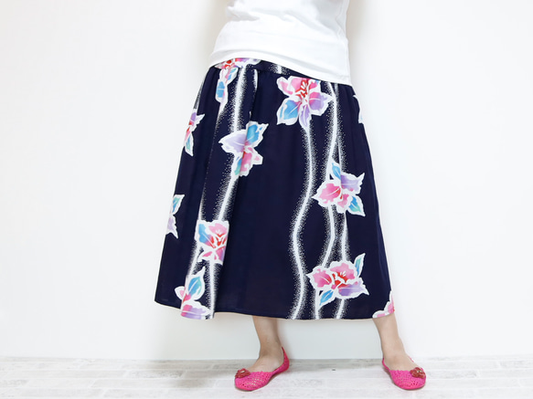 OKINAWA SKIRT LONG -upcycled from unused summer KIMONO 第14張的照片