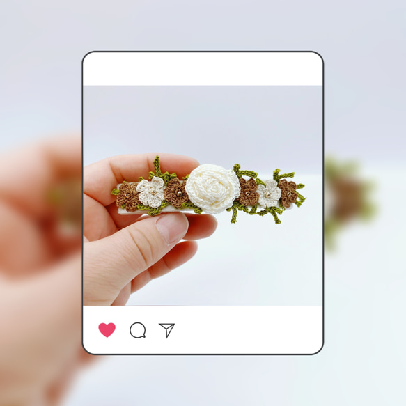 ホワイトローズのバレッタ 2枚目の画像