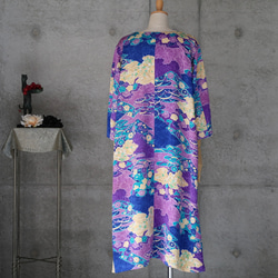 絹のワンピース/フリーサイズ　辻ヶ花風文様　 kimono　着物リメイク 6枚目の画像