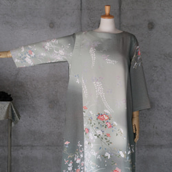絹のワンピース/フリーサイズ　　 kimono　着物リメイク 5枚目の画像