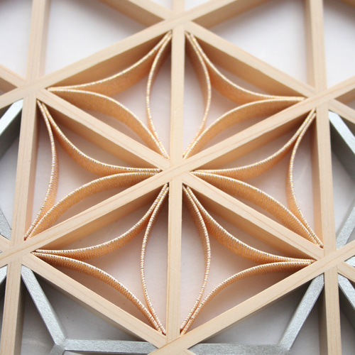 組子アートパネル 【水引七宝 コーラルピンク TypeE】 和風インテリア