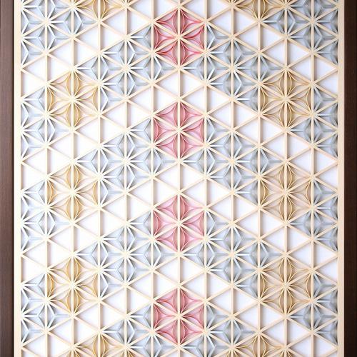 組子アートパネル 【水引七宝 コーラルピンク TypeE】 和風インテリア