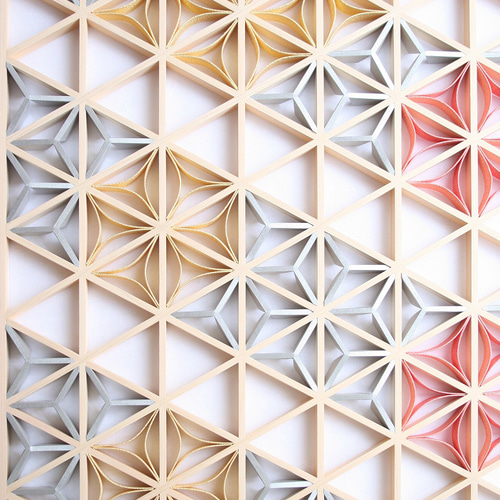 組子アートパネル 【水引七宝 コーラルピンク TypeE】 和風インテリア