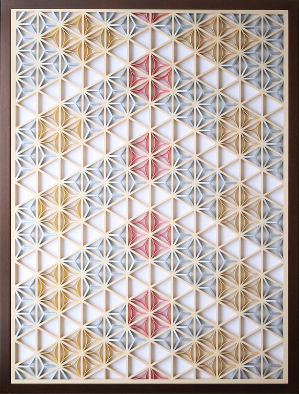 組子アートパネル 【水引七宝 コーラルピンク TypeE】 和風インテリア