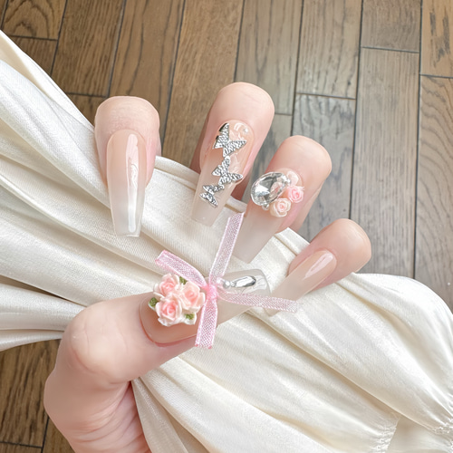 ネイルチップ 大人 前撮 振袖 成人式 卒業式 可愛い 和装 人気 手工  
