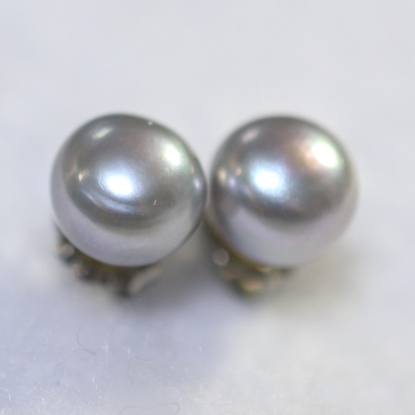 單隻銀色淡水珍珠耳環（大，8毫米，鈦柱） 第2張的照片