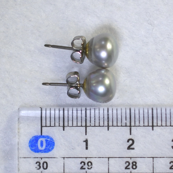 單隻銀色淡水珍珠耳環（大，8毫米，鈦柱） 第5張的照片