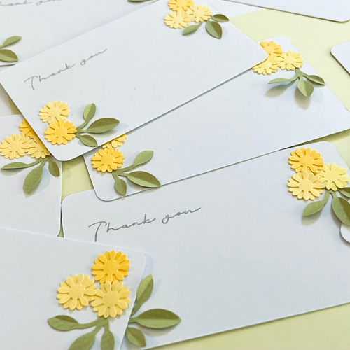 ミモザ thank youカード10枚セット ペーパーフラワー クラフトパンチ