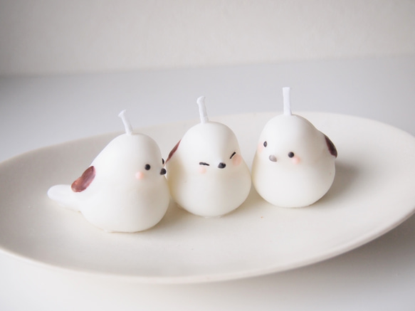 仲良しなシマエナガのろうそく 3枚目の画像