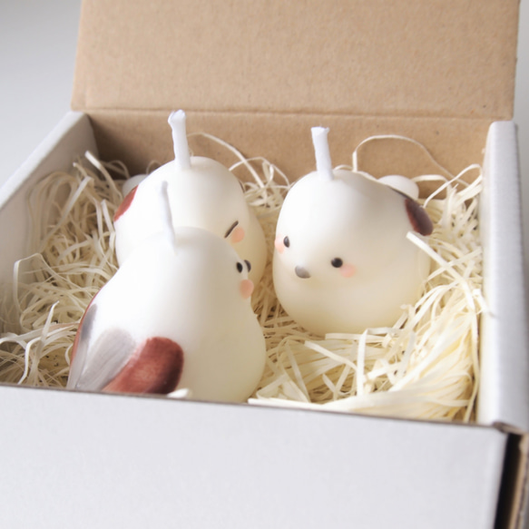 仲良しなシマエナガのろうそく 8枚目の画像