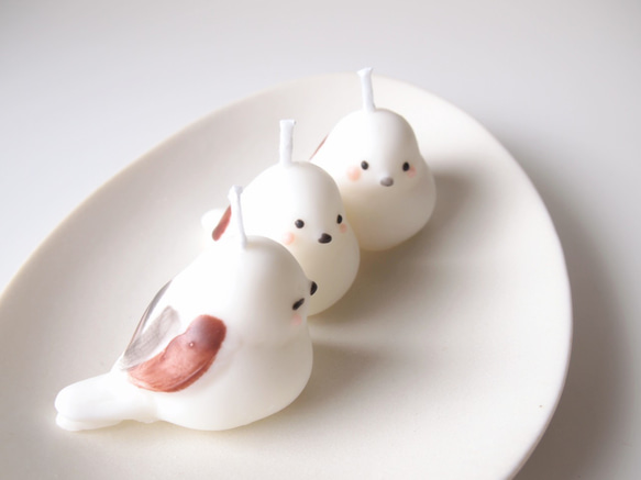 仲良しなシマエナガのろうそく 6枚目の画像