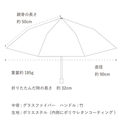 竹ハンドル UVカット折りたたみ傘 bird 紫外線99.9%カット 164035 036 晴雨兼用 鳥柄 日傘 雨傘 8枚目の画像