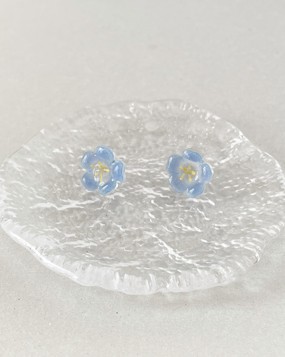 【一粒の花】ネモフィラ/nemophila/スタッドピアス/青/ブルー/blue/可愛い/モービル 5枚目の画像