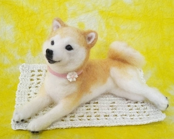 羊毛フェルト　くつろぐ柴ちゃん　柴犬 5枚目の画像