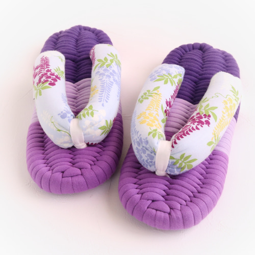 mimi布草履布ぞうり 布ぞうり Mサイズ 藤の花 布ぞうり 布草履 紫 藤 スリッパ・ルーム