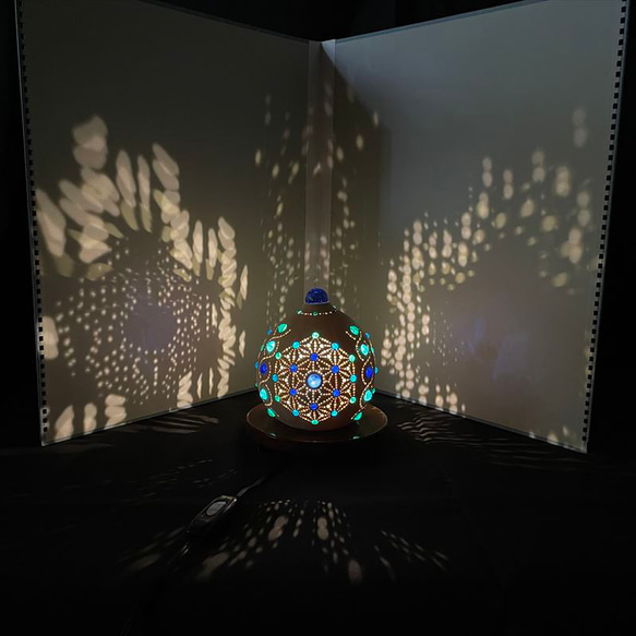 ひょうたんランプ《麻の葉ドーム～ブルーNo.2》 10枚目の画像