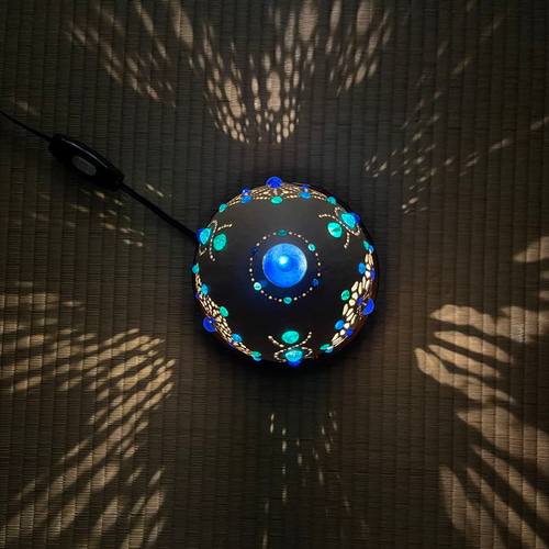 ひょうたんランプ《麻の葉ドーム～ブルーNo.2》 スタンドライト