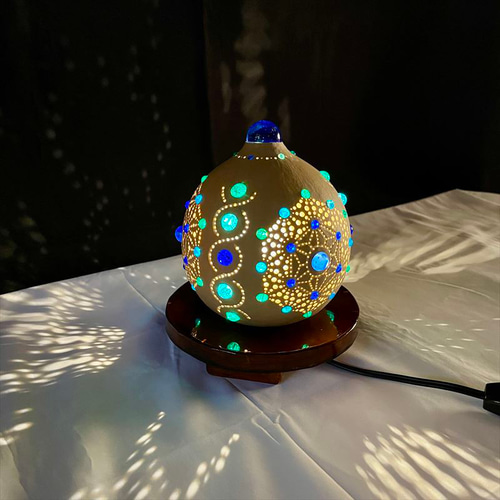 ひょうたんランプ《麻の葉ドーム～ブルーNo.2》 スタンドライト