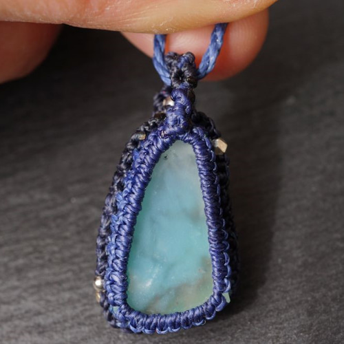 ぼ*)様 アクアマリン　カルセドニー　マクラメ　ネックレス アクアプレーズ（天然グリーンカルセドニー）のマクラメネックレス