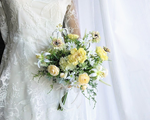 アーティフィシャルフラワー 高級造花 結婚式 ブーケ 披露宴 野草スタイル の ナチュラル ウェディング ブーケ ns888
