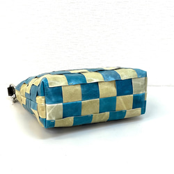 ポニーレザー　100枚ハギ　2WAY ショルダー＆斜め掛け　ブルー　No.361 4枚目の画像