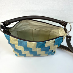 ポニーレザー　100枚ハギ　2WAY ショルダー＆斜め掛け　ブルー　No.361 9枚目の画像