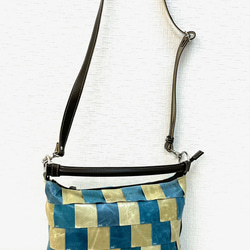 ポニーレザー　100枚ハギ　2WAY ショルダー＆斜め掛け　ブルー　No.361 10枚目の画像