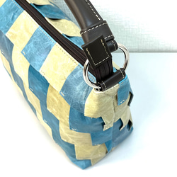 ポニーレザー　100枚ハギ　2WAY ショルダー＆斜め掛け　ブルー　No.361 5枚目の画像