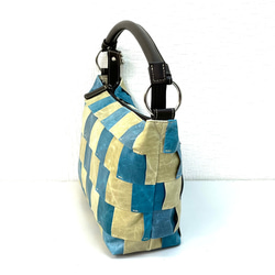 ポニーレザー　100枚ハギ　2WAY ショルダー＆斜め掛け　ブルー　No.361 3枚目の画像