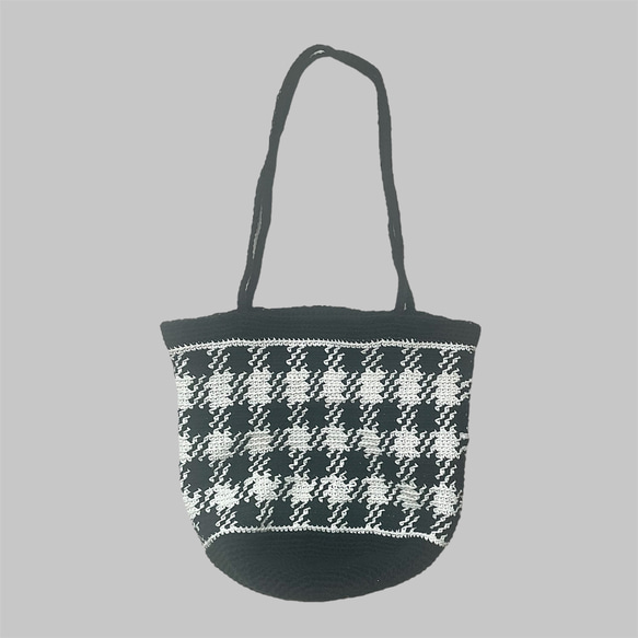 【CATARINA MINA】 かぎ針編み トートバッグ チェック柄 CATARINA MINA】 かぎ針編み トートバッグ チェック柄 (Catarina