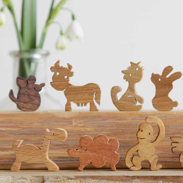 飾って遊べる『ミニチュア干支セット』　かわいいオブジェ　木製インテリア　動物 2枚目の画像
