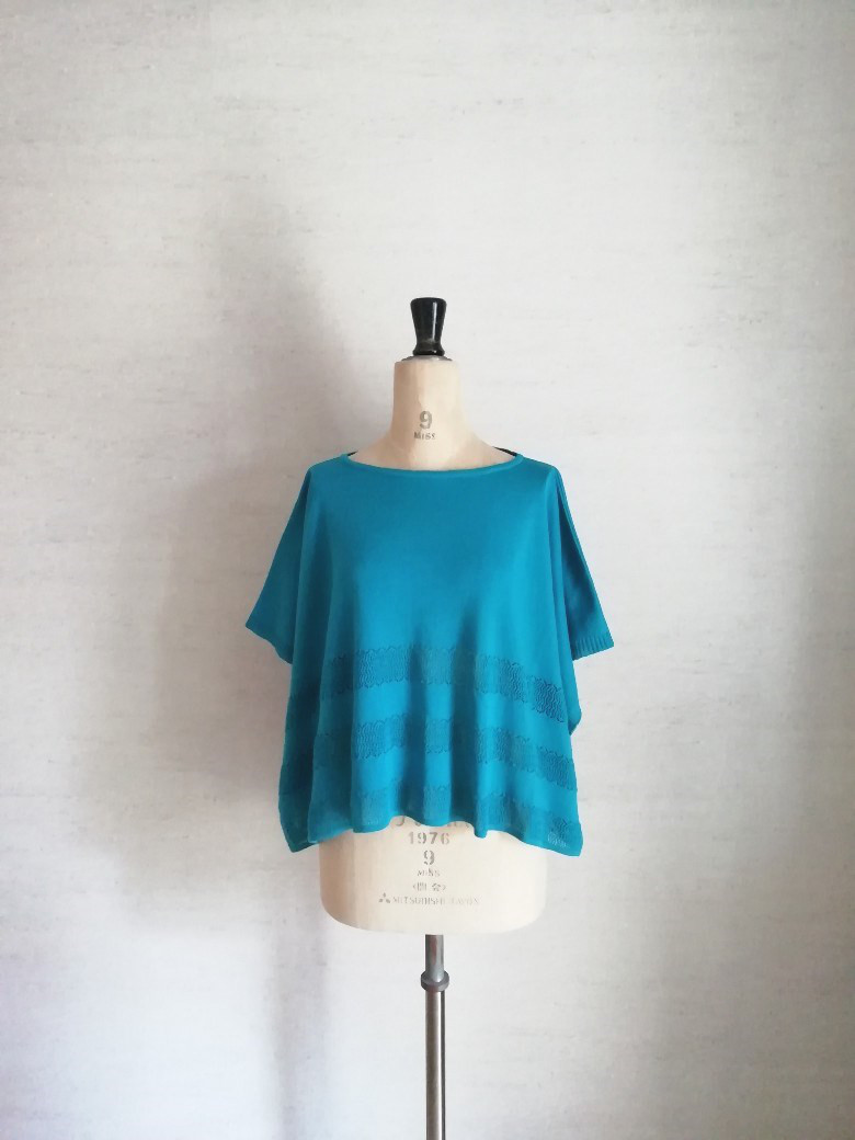 新色】通気性◎オーガニックコットン♡レーシー透かしポンチョプル  