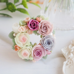 紙粘土作品です！】 ブーケ ハンドメイド 一点物バラ薔薇造花リヤドロ