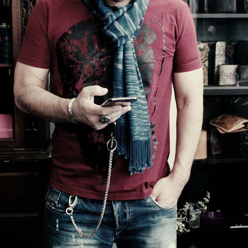 スマートフォンチェーン・スクリュー/ブラス真鍮・シルバーメタリック  