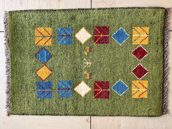 ●●SALE●●送料無料●●ギャッベ【90×60】No.03（草原ギャッベ）玄関マット・リビング 2枚目の画像