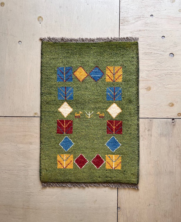 ●●SALE●●送料無料●●ギャッベ【90×60】No.03（草原ギャッベ）玄関マット・リビング 1枚目の画像