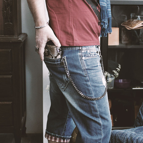 ウォレットチェーン・喜平キヘイ / ブラス真鍮・ブラックメタリック wc