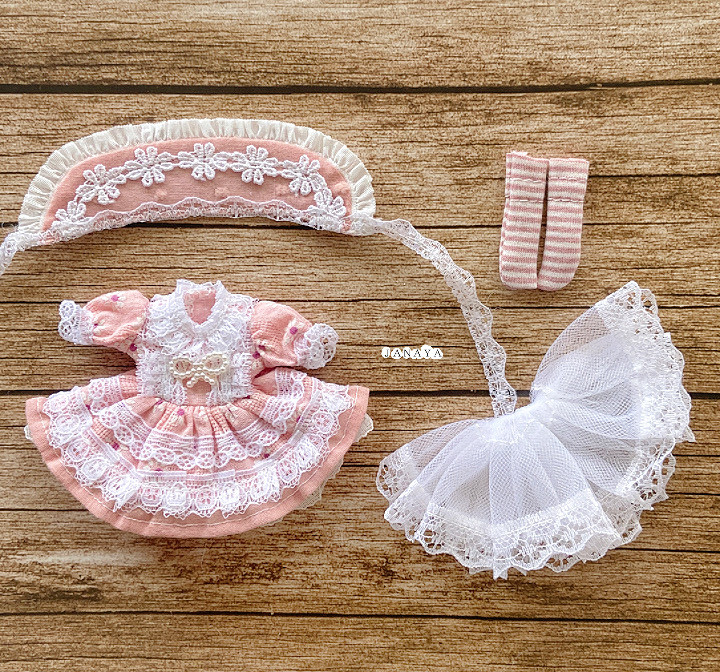 JANAYA ハンドメイド オビツ11 ob11服 ピンクワンピース 4点