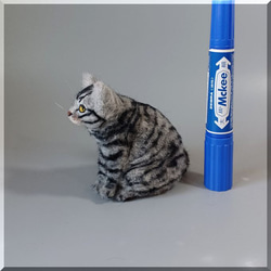 羊毛フェルト　猫　サバトラ猫さん　手のひらサイズ　サバトラ　ねこ　ネコ　猫フィギュア 5枚目の画像