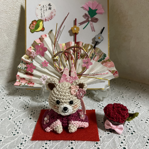 母の日、母の日ギフト、編みぐるみくま、和紙扇子、和雑貨、色紙 