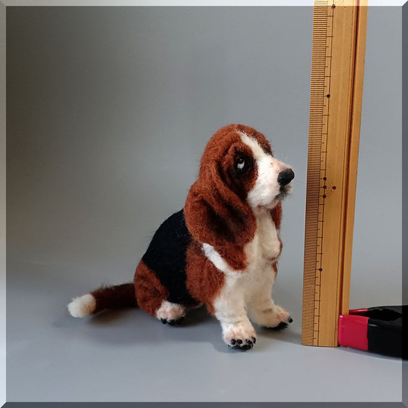 羊毛フェルト　犬　バセットハウンド　バセット・ハウンド　いぬ　イヌ　犬フィギュア 7枚目の画像